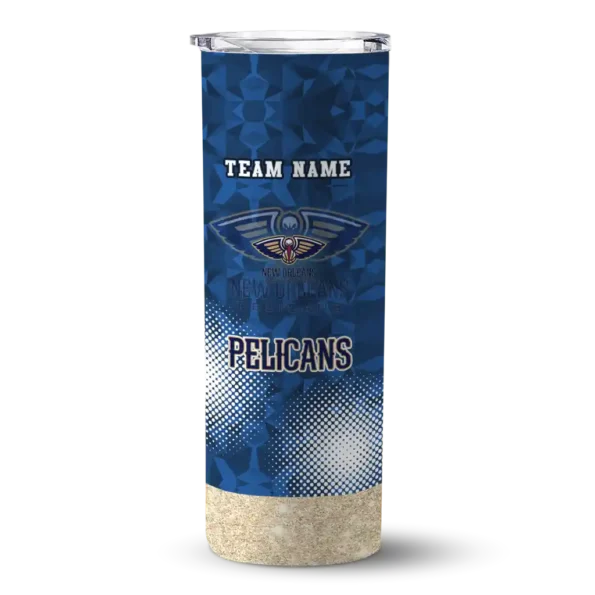 personalized new orleans pelicans starburst tiles navy skinny tumbler best selling 1.webp