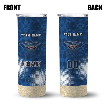 personalized new orleans pelicans starburst tiles navy skinny tumbler fashion forward 1.webp