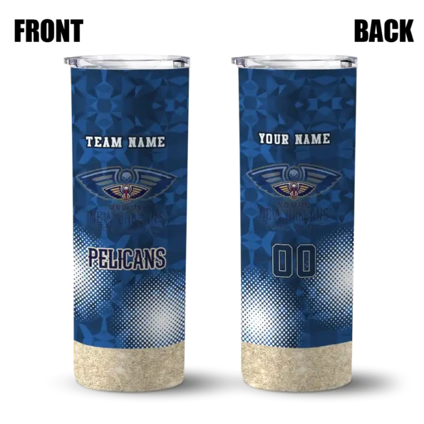 personalized new orleans pelicans starburst tiles navy skinny tumbler fashion forward 1.webp