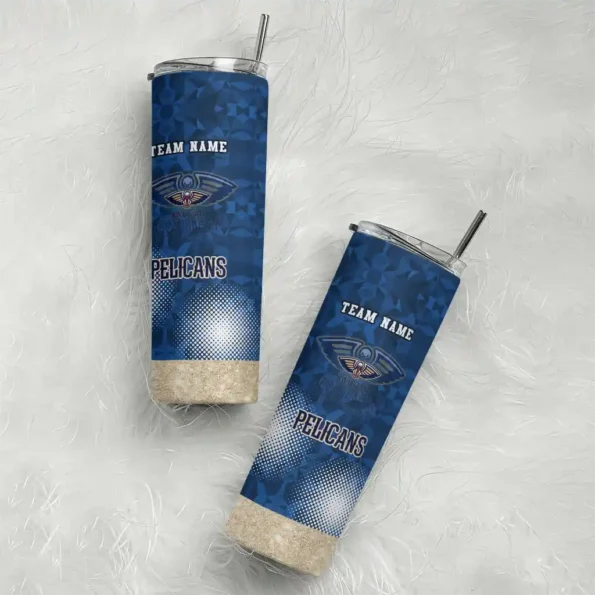 personalized new orleans pelicans starburst tiles navy skinny tumbler top rated.webp