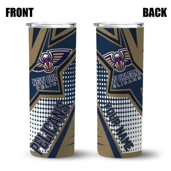 personalized new orleans pelicans web stripes navy white skinny tumbler fashion forward.webp