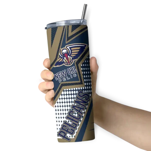 personalized new orleans pelicans web stripes navy white skinny tumbler premium grade.webp
