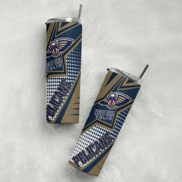 personalized new orleans pelicans web stripes navy white skinny tumbler top rated.webp