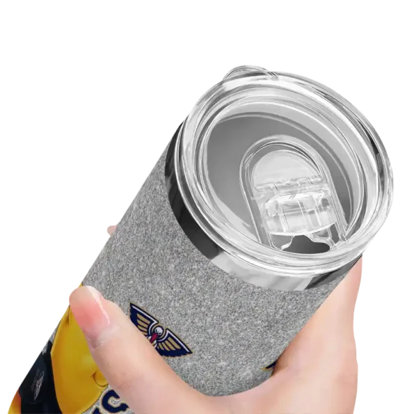 personalized new orleans pelicans winnie the pooh navy gray skinny tumbler high quality.webp
