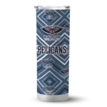 personalized new orleans pelicans zipper leopard navy skinny tumbler best selling 1.webp