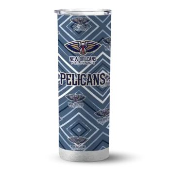 personalized new orleans pelicans zipper leopard navy skinny tumbler best selling 1.webp