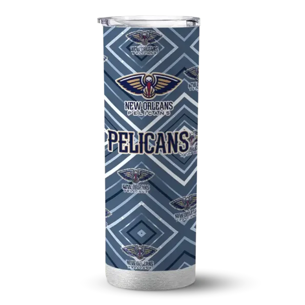 personalized new orleans pelicans zipper leopard navy skinny tumbler best selling 1.webp