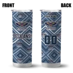 personalized new orleans pelicans zipper leopard navy skinny tumbler best selling 1.webp