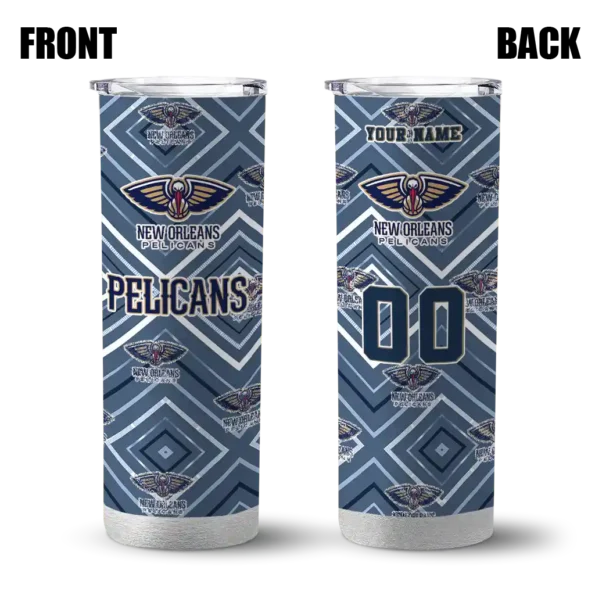 personalized new orleans pelicans zipper leopard navy skinny tumbler fashion forward.webp