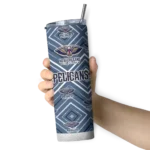 personalized new orleans pelicans zipper leopard navy skinny tumbler best selling 1.webp