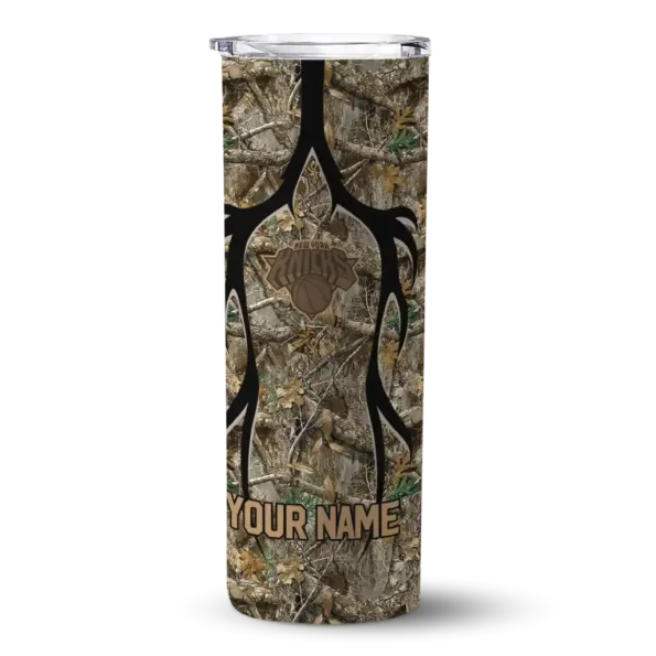 personalized new york knicks antler flow camo skinny tumbler best selling 1.webp