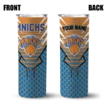 personalized new york knicks chevron stripes blue skinny tumbler best selling 1.webp
