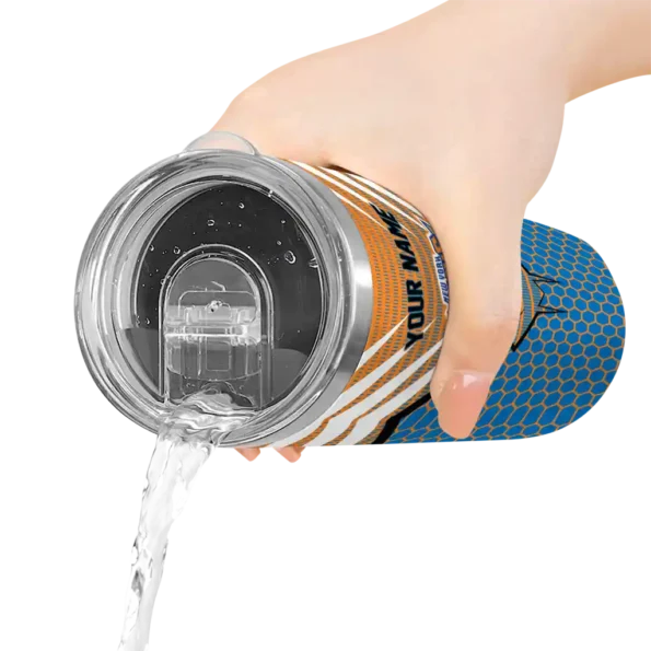 personalized new york knicks chevron stripes blue skinny tumbler latest model.webp