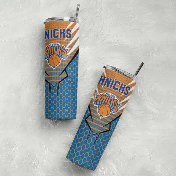 personalized new york knicks chevron stripes blue skinny tumbler top rated.webp