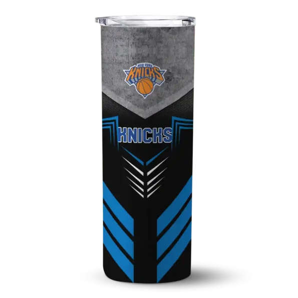 personalized new york knicks hexagon honeycomb blue black skinny tumbler best selling 1.webp