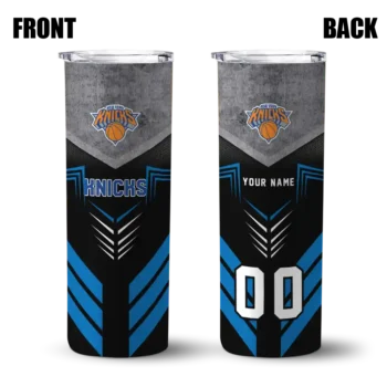 personalized new york knicks hexagon honeycomb blue black skinny tumbler fashion forward.webp