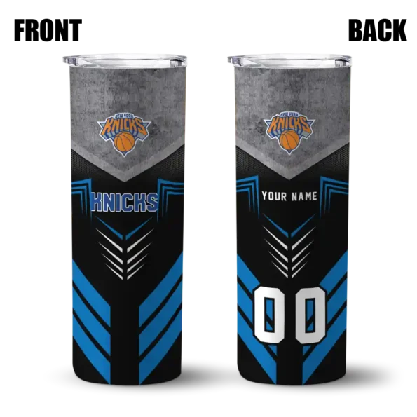 personalized new york knicks hexagon honeycomb blue black skinny tumbler fashion forward.webp