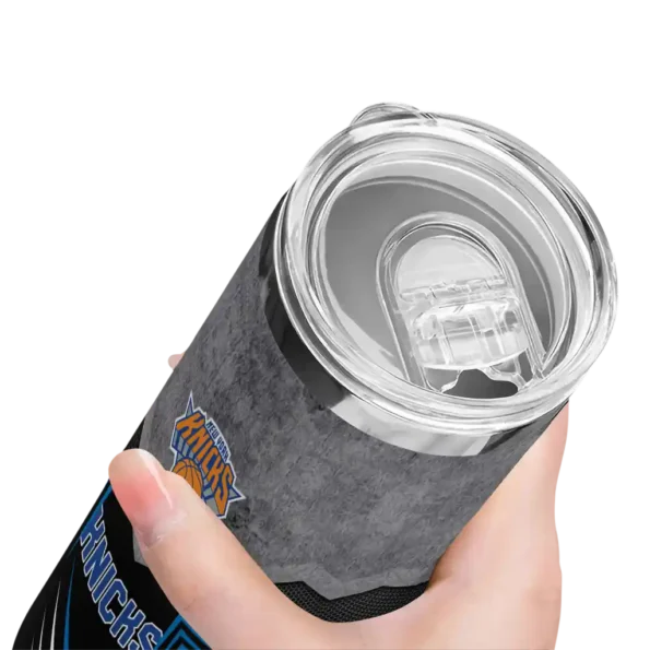 personalized new york knicks hexagon honeycomb blue black skinny tumbler high quality.webp