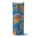 personalized new york knicks metallic grid blue skinny tumbler best selling 1.webp