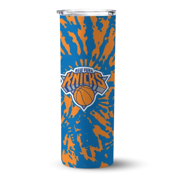 personalized new york knicks metallic grid blue skinny tumbler best selling 1.webp