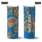 personalized new york knicks metallic grid blue skinny tumbler best selling 1.webp