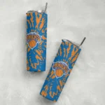 personalized new york knicks metallic grid blue skinny tumbler best selling 1.webp