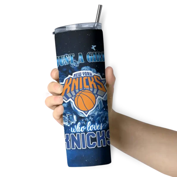 personalized new york knicks rose romance blue black skinny tumbler premium grade.webp