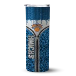 personalized new york knicks sparkle drip blue skinny tumbler best selling 1.webp