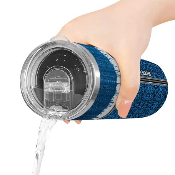 personalized new york knicks sparkle drip blue skinny tumbler latest model.webp