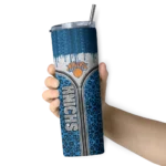 personalized new york knicks sparkle drip blue skinny tumbler best selling 1.webp