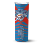 personalized oklahoma city thunder camo texture blue skinny tumbler best selling 1.webp
