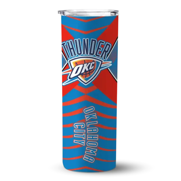 personalized oklahoma city thunder camo texture blue skinny tumbler best selling 1.webp