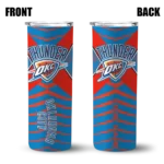 personalized oklahoma city thunder camo texture blue skinny tumbler best selling 1.webp