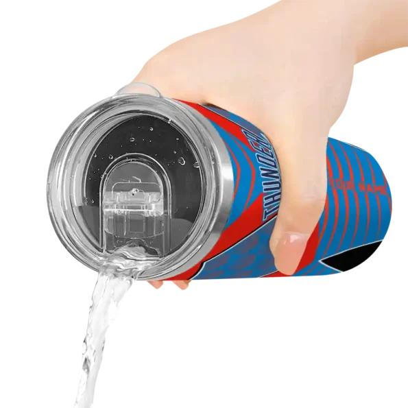 personalized oklahoma city thunder camo texture blue skinny tumbler latest model.webp