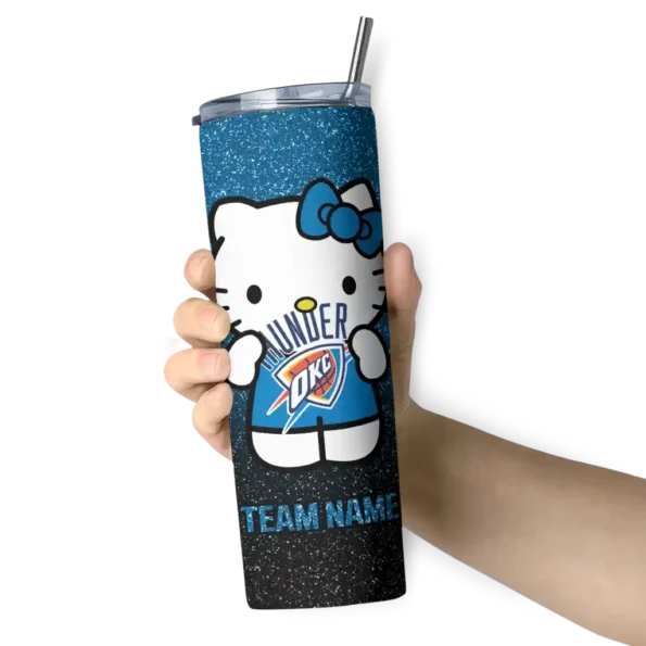 personalized oklahoma city thunder hello kitty blue black skinny tumbler premium grade.webp
