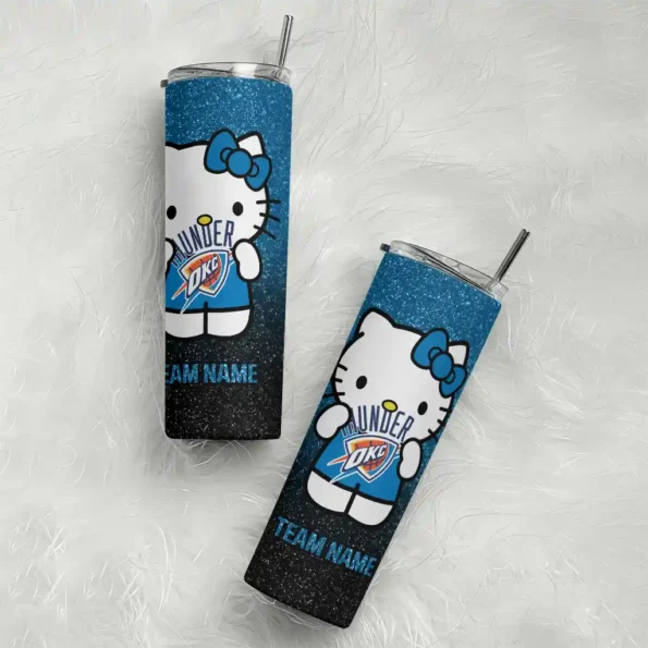 personalized oklahoma city thunder hello kitty blue black skinny tumbler top rated.webp