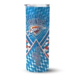 personalized oklahoma city thunder monogram burst blue white skinny tumbler best selling 1.webp