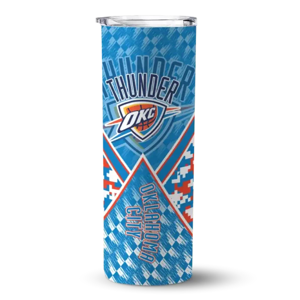 personalized oklahoma city thunder monogram burst blue white skinny tumbler best selling 1.webp