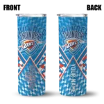 personalized oklahoma city thunder monogram burst blue white skinny tumbler best selling 1.webp