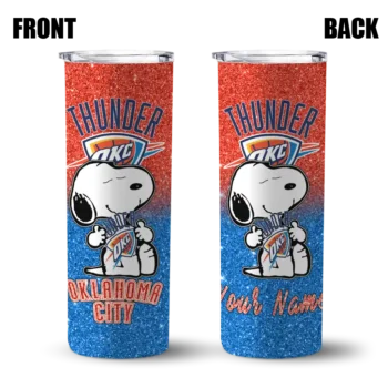 personalized oklahoma city thunder snoopy attitude blue skinny tumbler fashion forward.webp