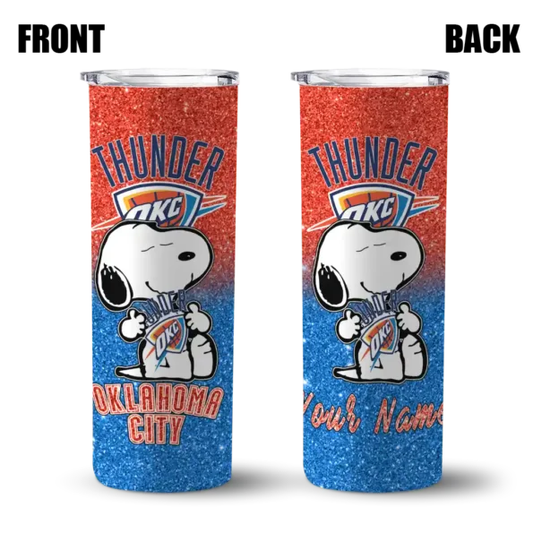personalized oklahoma city thunder snoopy attitude blue skinny tumbler fashion forward.webp