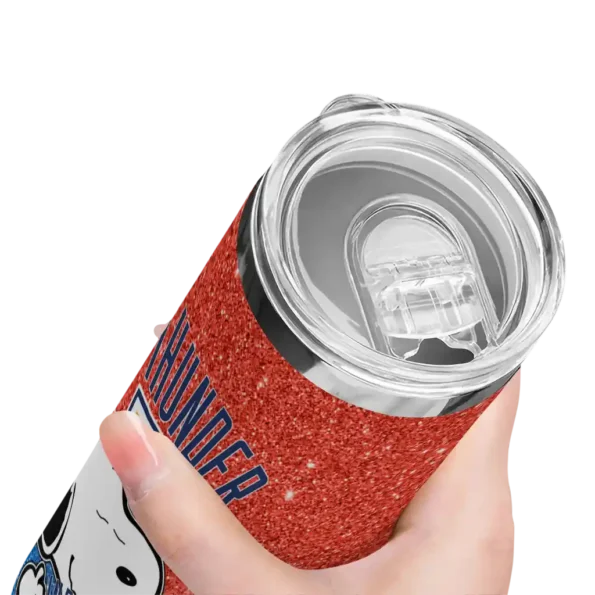 personalized oklahoma city thunder snoopy attitude blue skinny tumbler high quality.webp