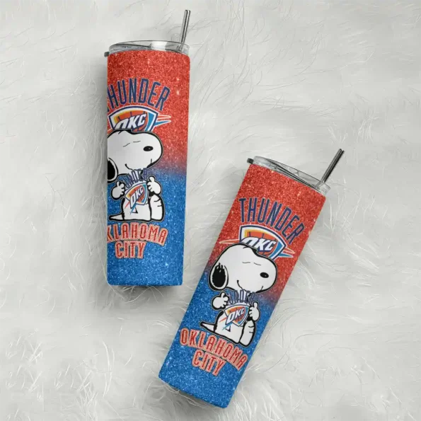 personalized oklahoma city thunder snoopy attitude blue skinny tumbler top rated.webp