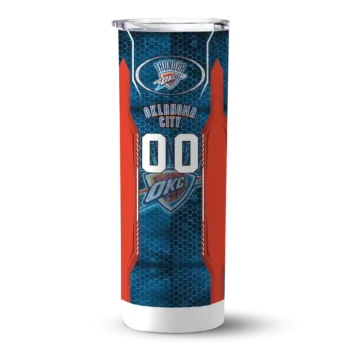 personalized oklahoma city thunder stacked diamond blue skinny tumbler best selling 1.webp