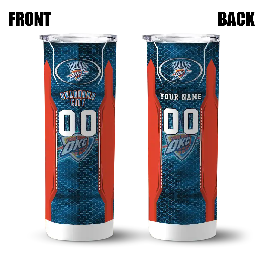 personalized oklahoma city thunder stacked diamond blue skinny tumbler fashion forward.webp personalized oklahoma city thunder stacked diamond blue skinny tumbler fashion forward.webp