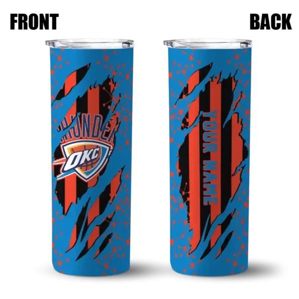 personalized oklahoma city thunder star pop blue black skinny tumbler fashion forward.webp