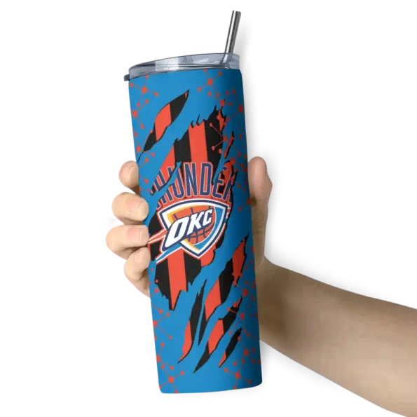 personalized oklahoma city thunder star pop blue black skinny tumbler premium grade.webp