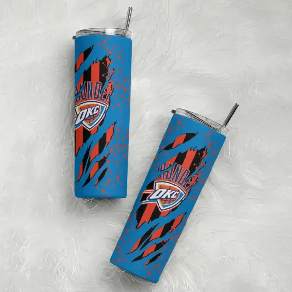personalized oklahoma city thunder star pop blue black skinny tumbler top rated.webp