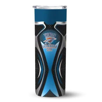 personalized oklahoma city thunder superman emblem blue black skinny tumbler best selling 1.webp