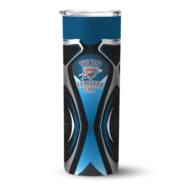 personalized oklahoma city thunder superman emblem blue black skinny tumbler best selling 1.webp